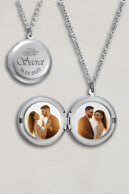 Custom Polish Stainless Steel DIY Round Photo Picture Necklace