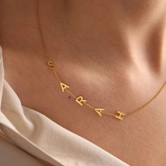 Custom Name Letter Pendant Necklace – Elegant Gold Choker